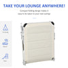 Folding Lounger Chair Sun Lounger Chair Camping Bed Cot 4-Position Adjustable Back With Pillow For Patio Garden Beach Pool Cream