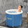 Cold Plunge Tub, Portable Ice Bath Cold Water Therapy Tub with Thermo Lid, for Athletes Recovery, Dark Blue