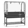 Raised Garden Bed with Leg and Cover, Metal Elevated Planter Box with Bottom Shelf and Liner for Vegetables, Black