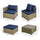6 Pieces Outdoor PE Rattan Sofa Set, Sectional Conversation Wicker Patio Couch Furniture Set with Cushions and Coffee Table, Navy Blue