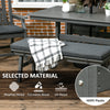 6 Pieces Patio Dining Set, 6 Seater Outdoor Table and Chairs Loveseat with Umbrella Hole, Cushions, for Poolside, Backyard, Dark Gray