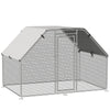 6' Metal Chicken Coop Run with Roof, Walk-In Chicken Coop Fence, Chicken House Chicken Cage Outdoor Chicken Pen Hen House, Silver