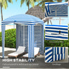 5.8' x 5.8' Cabana Umbrella with Single-top, Vented Windows, Ruffles, Carry Bag, Outdoor Umbrella, Blue White Strip