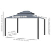 10' x 10' Hardtop Gazebo, Pavilion Gazebo with Curtains, Nettings, Aluminum Frame, Hooks, for Garden, Patio, Dark Brown