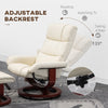 Swivel Recliner with Ottoman Massage Recliner Chair and Ottoman Faux Leather Reclining Chair with Remote Cream White