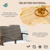 Outdoor Dining Set, Patio Table and Chairs Set of 6, PE Wicker Seats, Armrests, Acacia Wood Loveseat Bench & Dinner Table, Cushions, White