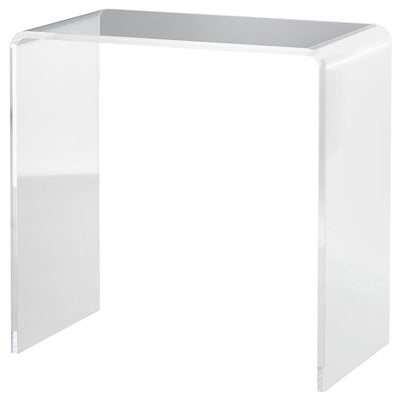 Modern Acrylic End Table, Waterfall Side Table with Rounded Edges and Storage for Small Spaces, 21