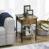 End Table with Wireless Charging Station, 2 USB Ports, Rustic Brown