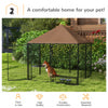 Outside Dog Kennel, 4.6' x 4.6' x 5' Puppy Play Pen with Canopy, Garden Playpen Fence Crate Enclosure Cage with Rotating Bowl, Black