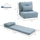 Convertible Flip Chair, Floor Lazy Sofa, Folding Upholstered Couch Bed with Adjustable Backrest, Metal Frame and Pillows for Bedroom, Blue