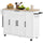 Modern Rolling Kitchen Island Cart with Drawers, Natural Wood Top, Towel Rack, Door Storage Cabinet, White