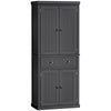 72" Kitchen Pantry Cabinet Freestanding, Tall Storage Cabinet, Freestanding Cupboard with Drawer, Doors and Adjustable Shelves, Black