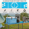 Aluminum Camping Table with Adjustable Legs, 8ft Folding Picnic Table for Travel, BBQ, Beach or Hiking, Blue & White