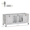 Wooden Rabbit Hutch with Wheels, Dividers for Indoor Use, Light Gray