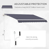 10' x 8' Manual Retractable Awning Sun Shade Shelter for Patio Deck Yard with UV Protection and Easy Crank Opening, Blue