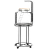 Parrot Stand Large Bird Perch Stand with Toy Hook & 3 Ladders, Parrot Perch, Bird Wooden Stand, Gray
