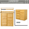 Wooden Potting Bench 3-Tier Storage Cabinet Work Station Table Lockable Organizer with Magnetic Latch Hooks Foot Pads 34.25"L Yellow