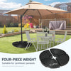 4-Piece 175lb Cantilever Patio Umbrella Base Weights for Offset Hanging Umbrella, HDPE Water or Sand Filled Umbrella Weights for Cross Base Stand, Black