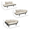 Single Person Chaise Lounger, Modern Sofa Bed with 5 Adjustable Positions, 2 Large Pillows, and Black Legs, Beige
