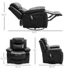 PU Leather Massage Recliner Chair, Swivel Rocker Sofa with Remote Control, Footrest, Padded Seat for Living Room, Bedroom, Black