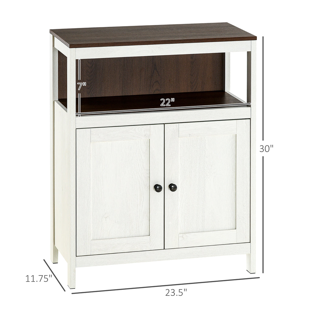 Modern Bathroom Storage Cabinet, Free Standing Bathroom Cabinet, Open Compartment and Cupboard with Adjustable Shelf, White and Walnut