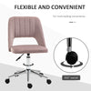 Mid Back Office Chair Velvet Fabric Swivel Scallop Shape Computer Desk Chair for Home Study Bedroom, Pink