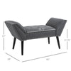 Modern Button Tufted Sitting Bench/Accent Fabric Upholstered Ottoman for Bedroom or Living Room  Charcoal Grey