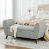 Modern Upholstered Storage Bench with Arms, Linen-Feel Fabric Ottoman Bench for Bedroom, Entryway, and Living Room, Light Grey