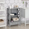 X- Frame Freestanding Floor Bathroom Storage with Two Drawers Storage Organizer Cabinet with 3 Shelves Grey