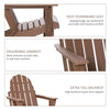 Folding Adirondack Chair, HDPE Outdoor All Weather Plastic Lounge Beach Chairs for Patio Deck and Lawn Furniture, Brown