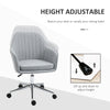 Leisure Office Chair Linen Fabric Swivel Scallop Shape Computer Desk Chair Home Study Bedroom with Wheels  Light Grey