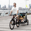 Child Bike Trailer 3 In1 Foldable Jogger Baby Transport Buggy Carrier with Shock Absorber System Rubber Tires  - White & Grey