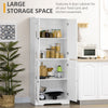 71" Freestanding Kitchen Pantry, Farmhouse 4 Door Storage Cabinet with 4-Tiers and 2 Adjustable Shelves, White