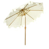 9' Patio Umbrella with Push Button Tilt and Crank, Double Top Ruffled Outdoor Market Table Umbrella with 8 Ribs, for Garden, Deck, Pool, Cream White