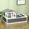 Wooden Tortoise House with Balcony, 2 Tiers Large Tortoise Habitat Indoor, Outdoor Reptile Cage with Ladder, Tray, Openable Roofs, 44" x 25.5" x 25"