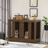 Large Furniture Style Dog Crate with Removable Panel, End Table with Two Rooms Design and Two Front Doors, Walnut, 47" x 23.5" x 35"