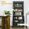 72" Kitchen Buffet with Hutch, Kitchen Pantry Cupboard with 2 Door Cabinet, and 2 Adjustable Shelves, Black