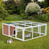 Wooden Outdoor Rabbit Hutch Small Animal Cages Brown and White 64" Fir Wood with Run and Mesh Cover