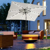 9' x 7' Patio Umbrella Outdoor Table Market Umbrella with Crank, Solar LED Lights, 45Â° Tilt, Push-Button Operation, for Deck, Pool, White
