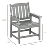 Plastic Patio Chairs, Outdoor Dining Chair with Armrests and Slatted Back, Outdoor Armchair for Lawn, Garden, Poolside, Backyard, Gray