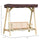 2-Person Outdoor Swing Porch Swing with Wooden Stand, Strong A-Frame Design, & Adjustable Water-Fighting Canopy