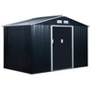 9' x 6' Metal Storage Shed Garden Tool House with Double Sliding Doors, 4 Air Vents for Backyard, Patio, Lawn Dark Grey