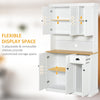70.75" Kitchen Pantry Cabinet with Hutch Storage Cabinet Microwave Oven Stand with Drawer, White/Oak