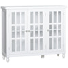 Modern Kitchen Sideboard, Buffet Cabinet with 2 Storage Cupboard, Glass Doors, Round Legs for Living Room, Bedroom, White