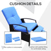 Rattan Adjustable Recliner Chair with Hand-Woven All-Weather Wicker for Patio, Outdoor, Garden, Poolside, Blue