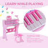 32 Key Princess Kids Electronic Keyboard with Stool and Microphone - Pink