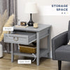 Retro Side Table, End Table with Storage Drawer and Open Shelf for Living Room, Bedroom, Gray