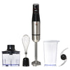 Immersion Hand Blender, 4-in-1 Handheld Stick Blender with Adjustable Speed, 500ml Chopper Bowl, 800ml Measuring Cup, 400W - Silver/Black