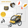 Elite 360 Swivel Double Child Two-Wheel Bicycle Cargo Trailer With 2 Security Harnesses - Yellow / Black