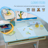 Kids Desk, Height Adjustable Children School Study Table, Student Writing Desk with Tilt Desktop, Drawer, Reading Board, Blue